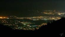 Looking down into Spanish Fork at night from the Squaw Peak Trail