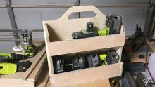 The battery side of the Ryobi charging caddy
