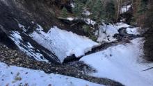 Landslide area on Maple Bench route